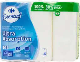 Carrefour CARREFOUR ESSENTIAL Essuie-tout blanc ultra absorption offre