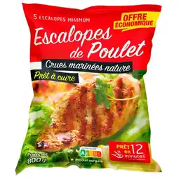 Auchan Supermarché Escalopes De Poulet Crues Marinées Nature Surgelées offre