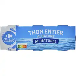 Carrefour CARREFOUR CLASSIC' Thon entier albacore au naturel offre