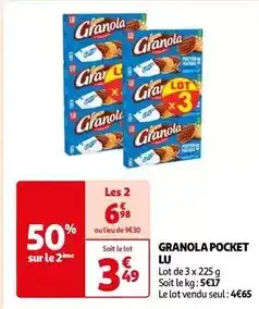 Auchan Supermarché Lu - granola pocket offre