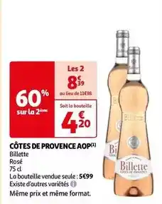 Auchan Billette - côtes de provence aop offre