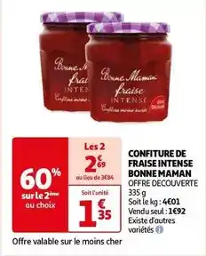 Auchan Bonne maman - confiture de fraise intense offre