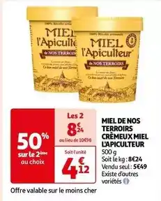 Auchan Miel de nos terroirs cremeux miel l'apiculteur offre