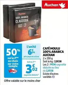 Auchan Auchan - café moulu 100% arabica offre