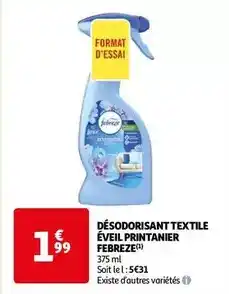 Auchan Febreze - désodorisant textile éveil printanier offre