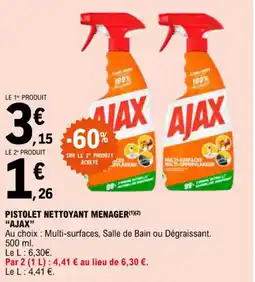 E.Leclerc PISTOLET NETTOYANT MENAGER (1)(2) "AJAX" offre