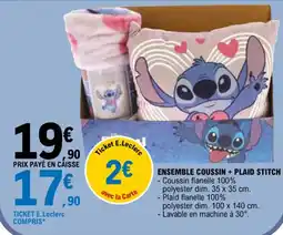 E.Leclerc ENSEMBLE COUSSIN + PLAID STITCH offre