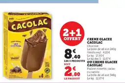 Super U CREME GLACEE CACOLAC offre