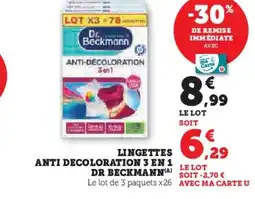Super U LINGETTES ANTI DECOLORATION 3 EN 1 offre