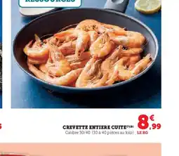 Super U CREVETTE ENTIERE CUITE offre