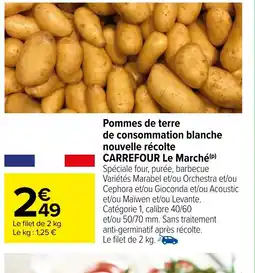 Carrefour Pommes de terre de consommation blanche nouvelle récolte offre