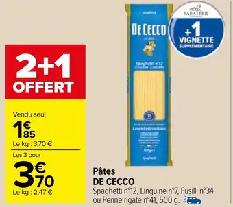 Carrefour Pâtes DE CECCO offre