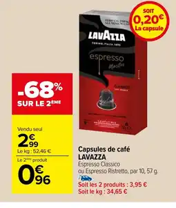 Carrefour Capsules de café LAVAZZA offre
