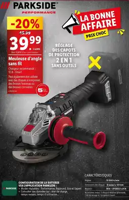 Lidl Parkside - meuleuse d'angle sans fil offre