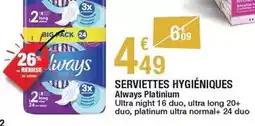 Carrefour Always - serviettes hygiéniques offre