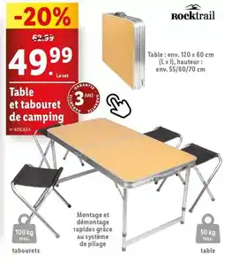 Lidl Rocktrail - table et tabouret de camping offre