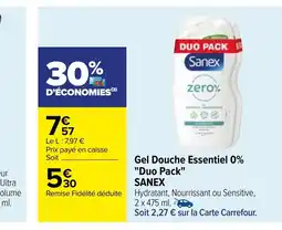 Carrefour Gel Douche Essentiel 0% "Duo Pack" SANEX offre