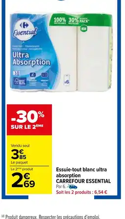 Carrefour Essuie-tout blanc ultra absorption offre