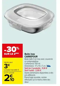 Carrefour Boite inox CARREFOUR offre