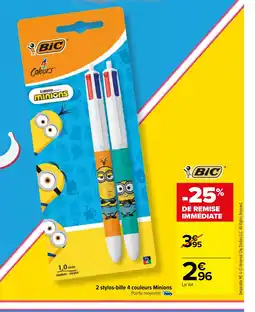 Carrefour 2 stylos-bille 4 couleurs Minions offre