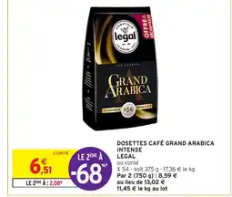 Intermarché Hyper DOSETTES CAFÉ GRAND ARABICA offre