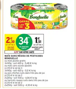 Intermarché Hyper MAÏS SANS RÉSIDU DE PESTICIDES BONDUELLE offre