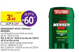 Intermarché Hyper DÉODORANT STICK TONIQUE MENNEN offre
