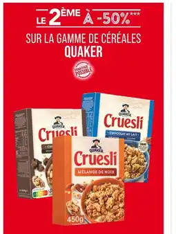 Match QUAKER LE 2ÈME À -50% sur la gamme de céréales QUAKER offre