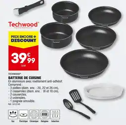 ALDI TECHWOOD BATTERIE DE CUISINE offre