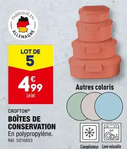 ALDI CROFTON BOÎTES DE CONSERVATION offre