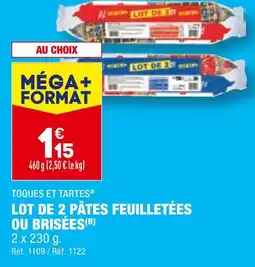 ALDI TOQUES ET TARTES LOT DE 2 PÂTES FEUILLETÉES OU BRISÉES offre