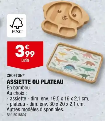 ALDI CROFTON ASSIETTE OU PLATEAU offre