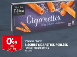 ALDI VÉRITABLE DÉLICE BISCUITS CIGARETTES ROULÉES offre