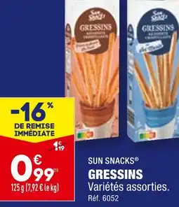 ALDI SUN SNACKS GRESSINS offre