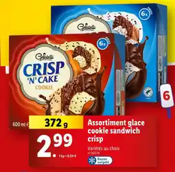 Lidl Gelatelli Assortiment glace cookie sandwich crisp offre