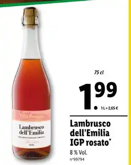 Lidl Villa bonaga Lambrusco dell’Emilia IGP rosato offre