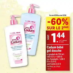 Lidl Cadum bébé gel douche offre
