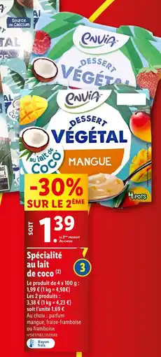 Lidl envia Spécialité au lait de coco offre