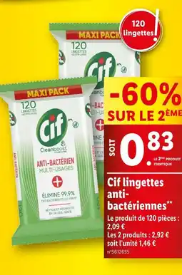 Lidl Cif lingettes antibactériennes offre