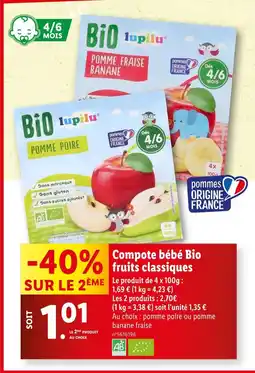 Lidl lupilu Compote bébé Bio fruits classiques offre