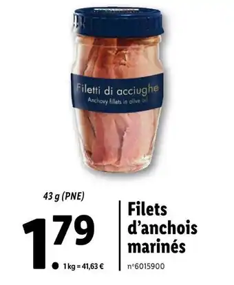 Lidl ITALIAMO Filets d’anchois marinés offre