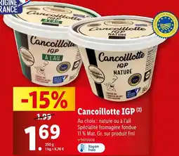 Lidl Cancoillotte IGP offre