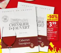Lidl CHEVALIER De FAUVERT Pays d’Oc Cabernet Sauvignon IGP offre