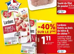 Lidl Saint Alby Lardons fumés au bois de hêtre & de chêne offre