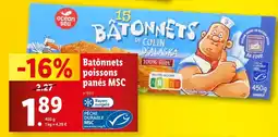 Lidl Ocean Sea Bâtonnets poissons panés MSC offre