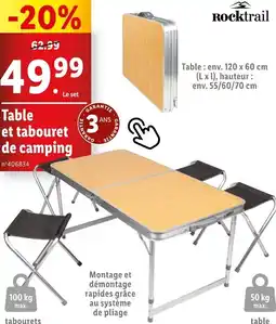 Lidl Rocktrail Table et tabouret de camping offre