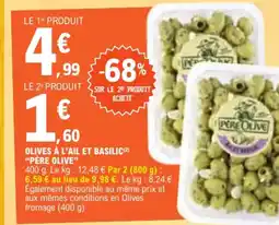 E.Leclerc OLIVES À L'AIL ET BASILIC(2) "PÈRE OLIVE" offre