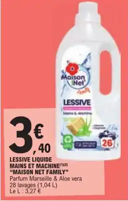 E.Leclerc LESSIVE LIQUIDE MAINS ET MACHINE(1)(2) "MAISON NET FAMILY" offre