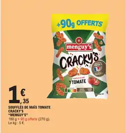 E.Leclerc SOUFFLÉS DE MAÏS TOMATE CRACKY'S "MENGUY'S" offre