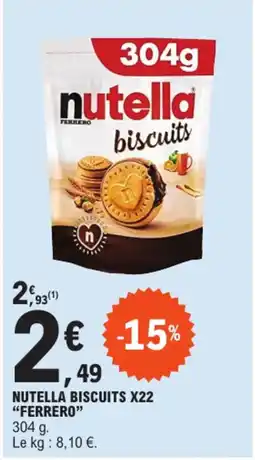E.Leclerc NUTELLA BISCUITS X22 "FERRERO" offre